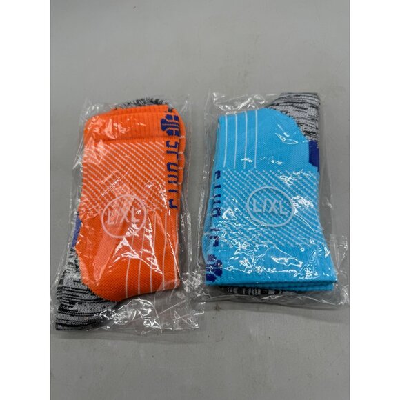 Set of 2 pairs Colorful Athletic Crew Socks Design Unisex Fit XL Sports READ NEW - Picture 5 of 5